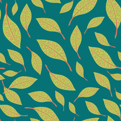 Fun Colorful Leaves Design Seamless Repeat Pattern