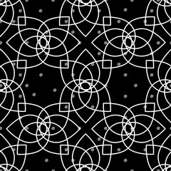 Geometric Flowers and Dots Abstract Repeat Pattern