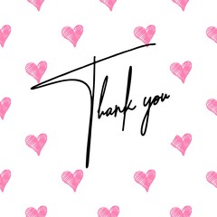 Thank You Card.  Hand Written Lettering for Title, Heading, Photo Overlay, Wedding Invitation, Thank You Message. 