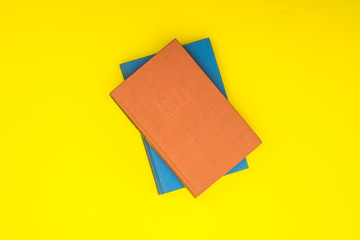 Different books for reading on the table - Flat lay concept 
