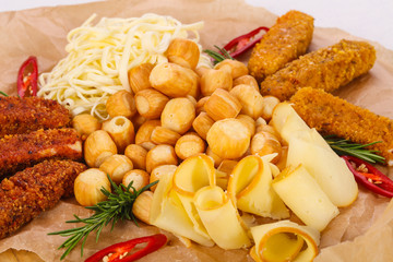 Caucasian cheeses plate mix snack