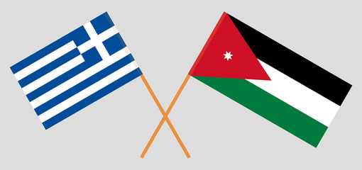 Crossed flags of Jordan and Greece