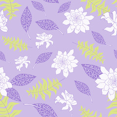 Fototapeta premium Lilac Spring Floral Design Seamless Repeat Pattern
