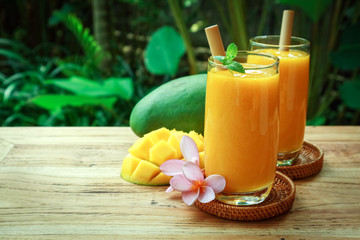Mango smoothie in glass