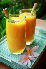 Mango smoothie in glass