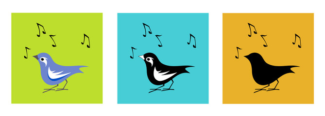 Song Bird Black and White and Color Variation