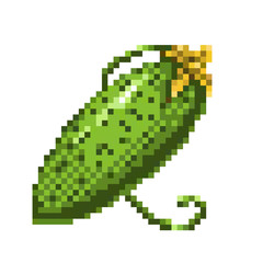 Fototapeta premium Pixel art cucumber icon, 32X32 vector illustration