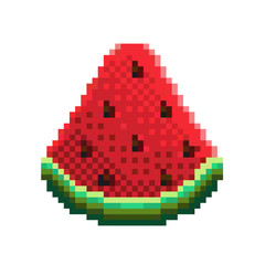Obraz premium Pixel watermelon icon, 32X32 vector illustration