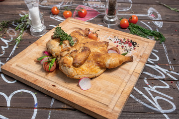 grilled chicken on a Board