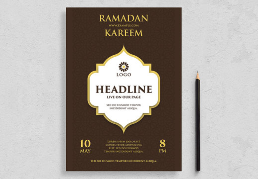 Ramadan Kareem Flyer Layout with Brown Accents