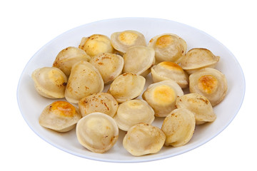 Obraz na płótnie Canvas fresh hot appetizing dumplings on plate