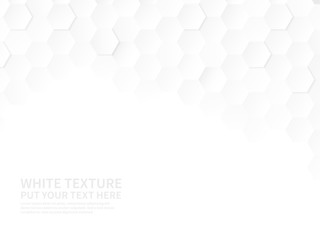 White hexagons. Technologic hexagonal pattern, geometric honeycomb gradient wallpaper, 3d paper style abstract advertising vector background