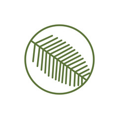 The stylized image of leaves of a fern or palm tree branches. Vector image of branches in a circle. Idea sign, logo or icon for your business.