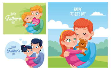 happy fathers day cards with dads carring daughters