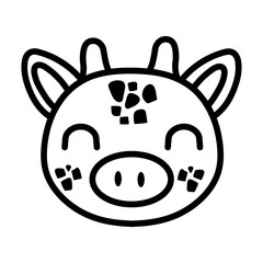 cute giraffe wild animal line style icon