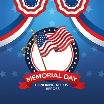 memorial day celebration poster with usa flag
