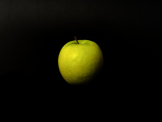 Green Apple Isolated on black Background, Perfect Fresh