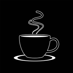 Coffee cup icon on black background
