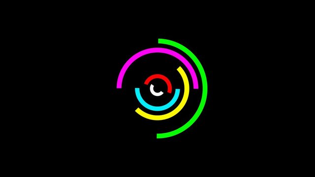 4K animation Multi colored Circles Radial Wipe transition, transparent background to suit all your projects.