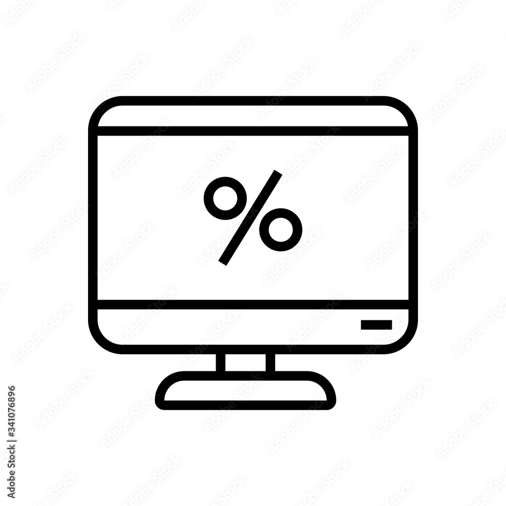 Poster computer desktop with percent symbol line style icon