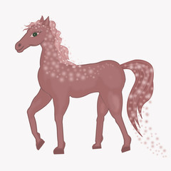 Image of a graceful horse pink-brown with flickering