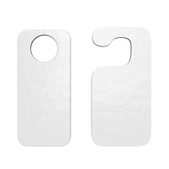 White door hangers mockup. Blank door handle label. 3d render