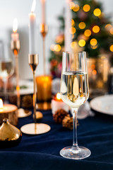Candles on a Christmas dining table