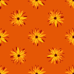 Seamless floral pattern. Decorative botanical background of rudbeckia flowers. Spring, summer design for textile, scrapbook, prints