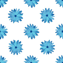 Seamless floral pattern. Decorative botanical background of blue flowers. Spring, summer design for textile, scrapbook, prints