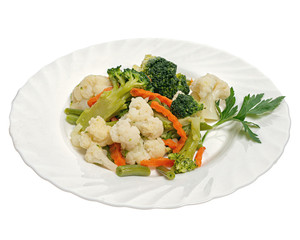 Vegetable garnish on a white background