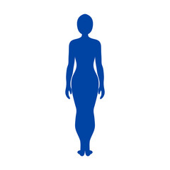 Female figure. Blue silhouette on white background.