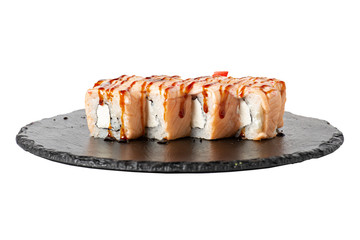 sushi rolls on a Board on a white background