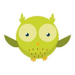 Cute funny owl. Forest bird. Decorative and style toy, doll. Happy and joyful bird in flat style. Isolated children cartoon illustration, for print or sticker
