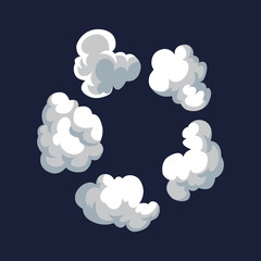 Cartoon pattern of smoke cloud. Bomb blast. Comic vector fog puff. Steam cloud, watery vapour or dust explosion element