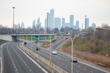 Naklejka premium Toronto. Gardiner Expressway. Empty. Skyline.