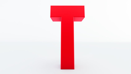3D rendering of red Letter T. red letter collection T