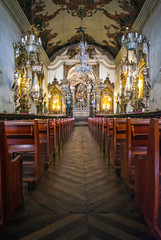 Fototapeta na wymiar Interior of church of Pilar, Baroque style, with real gold ornaments, in Sao Joao Del Rey, Minas Gerais, Brazil