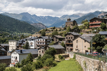 Fototapeta na wymiar rustic stone village in the pyrenes mountains of andorra
