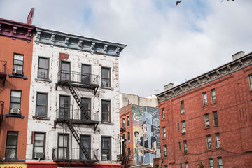 rustic staircase outside of harlem apartment in new york city