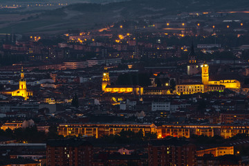 Panorama of the downtown of Vitoria-Gasteiz at night, Spain