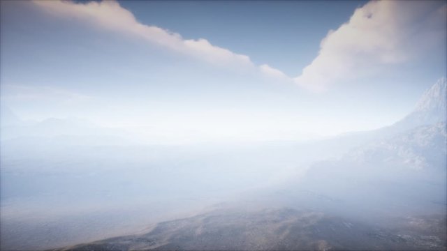 Volcano Crater Landscape with Fog