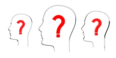 Head shapes, question marks - 3D illustration