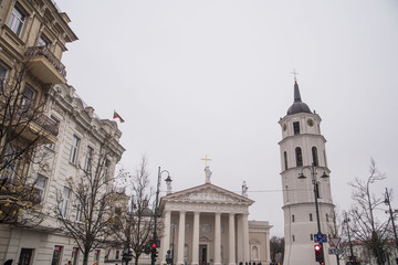 Fototapeta na wymiar view of old town square in vilnius lithuania