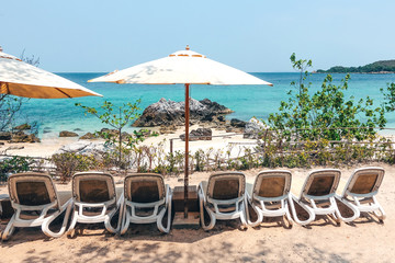 Sunbed on a tropical beach.   