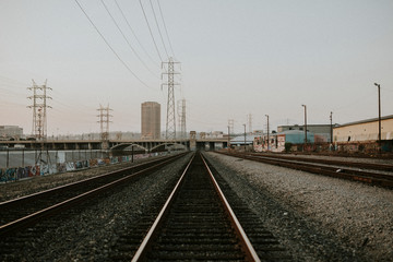 Fototapeta na wymiar Railroad traks in Los Angeles, California