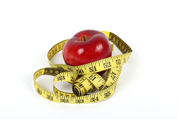 red  apple diet on white ground   