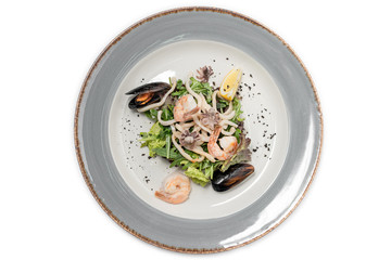 seafood salad on a white background