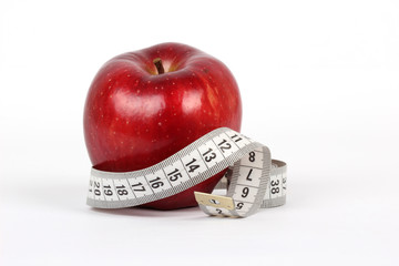 red  apple diet on white ground   