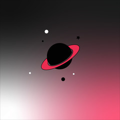 Vector Planeta Saturno con anillo de color rosa. © losvectoresdemaria