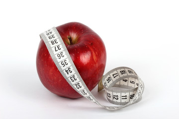 red  apple diet on white ground   